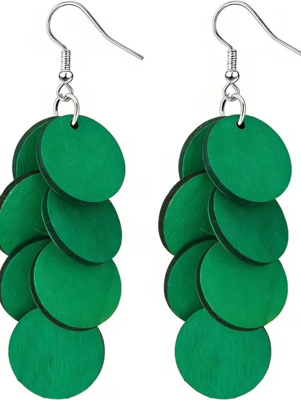 Bohemian Wooden Layered Disc Dangle Earrings